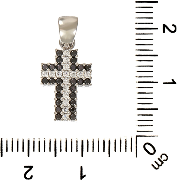 Anhänger, 14K, Weißgold, Zirkonia, Kreuz