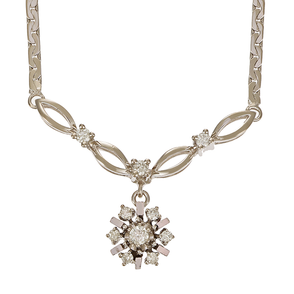 Collier, 14K, Weißgold, Brillanten