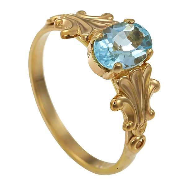 Ring, 8K, Gelbgold, Topas blau