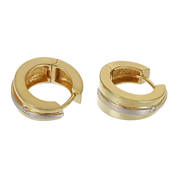 Creolen, 9K, Gelb-/Weißgold, Zirkonia