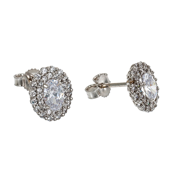 Ohrstecker, 18K, Weißgold, Zirkonia