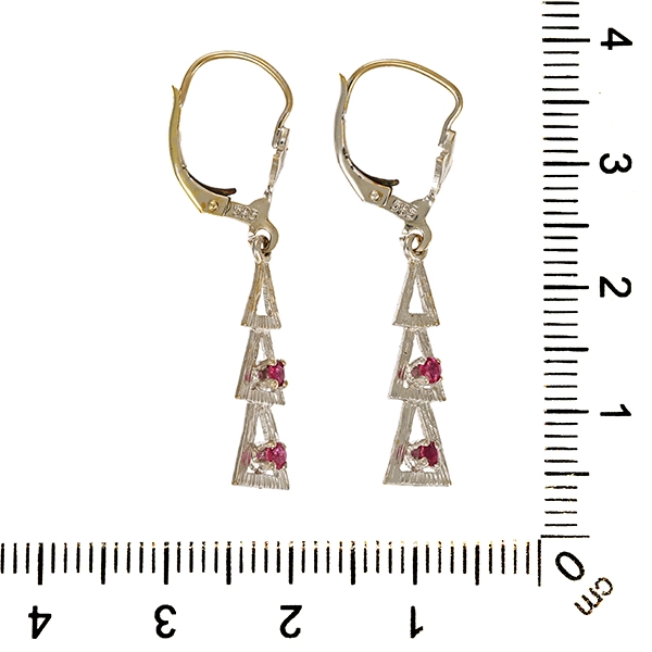 Ohrhänger, 14K, Weißgold, Rubine