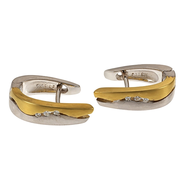 Creolen, 14K, Gelb-/Weißgold, Brillant