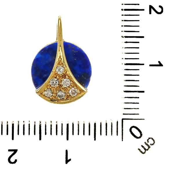 Anhänger, 14K, Gelbgold, Lapis, Brillanten