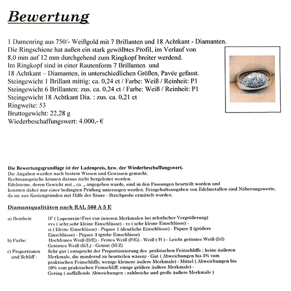 Diamantring, 18K, Weißgold, Brillanten