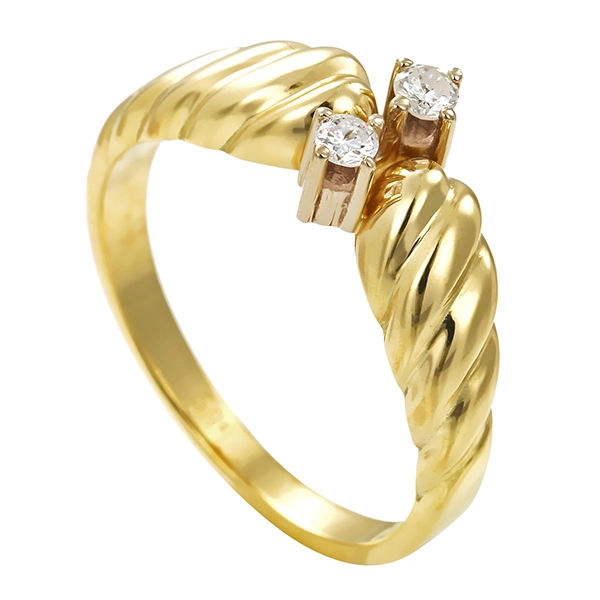 Damenring, 14K, Gelbgold, Brillanten