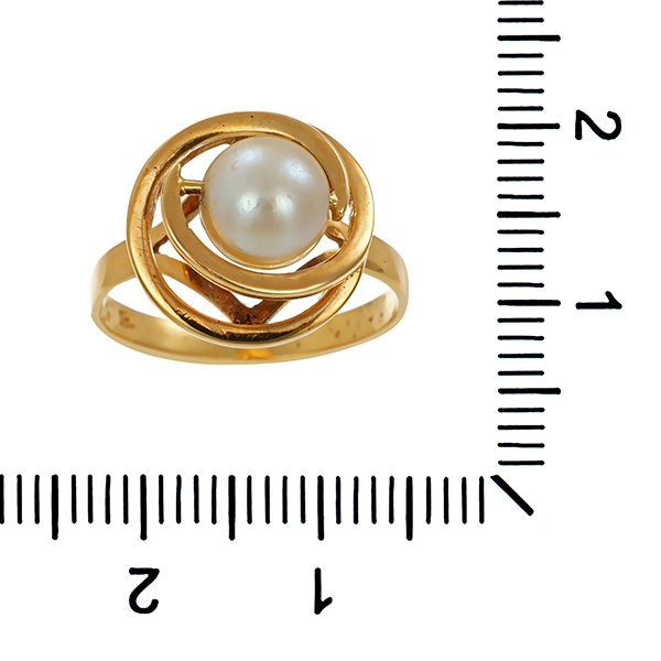 Ring, 18K, Gelbgold, Perle