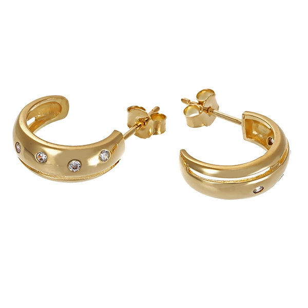 Steckcreolen, 8K, gelbgold, 8 zirkonia