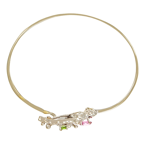 Armreif, 18K, Weißgold, Turmalin