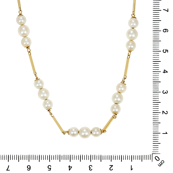 Perlenkette, 18K, Gelbgold, Perlen
