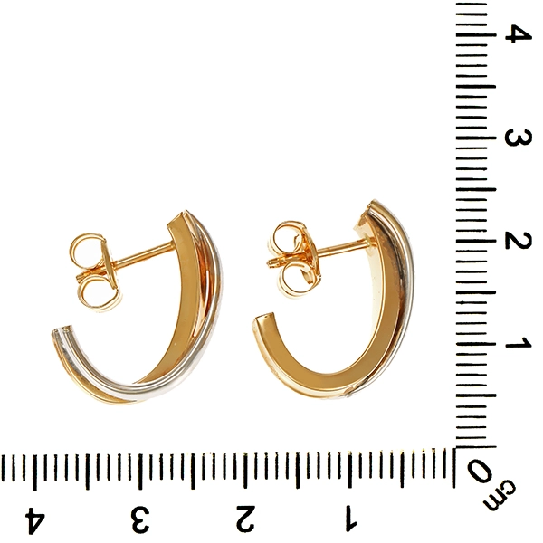 Steckcreolen, 14K, Gelb-/Weißgold