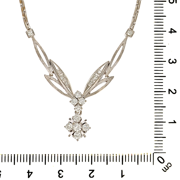Collier, 14K, Weißgold, Diamanten, Brillanten