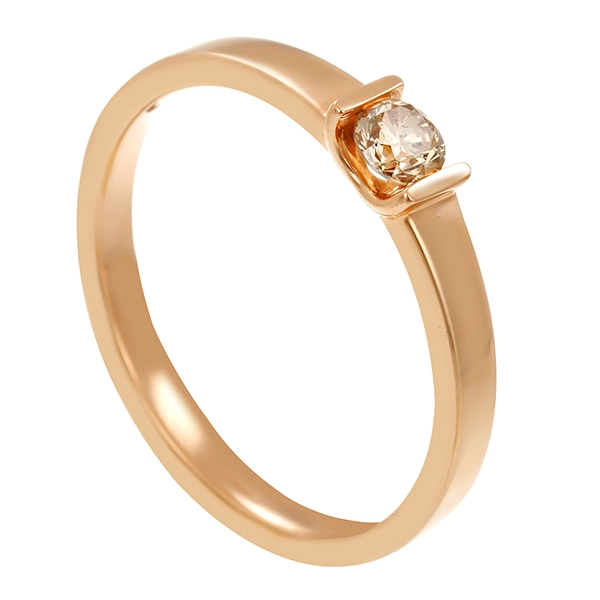 Diamantring, 14K, Rotgold, Brillant 0,18 ct