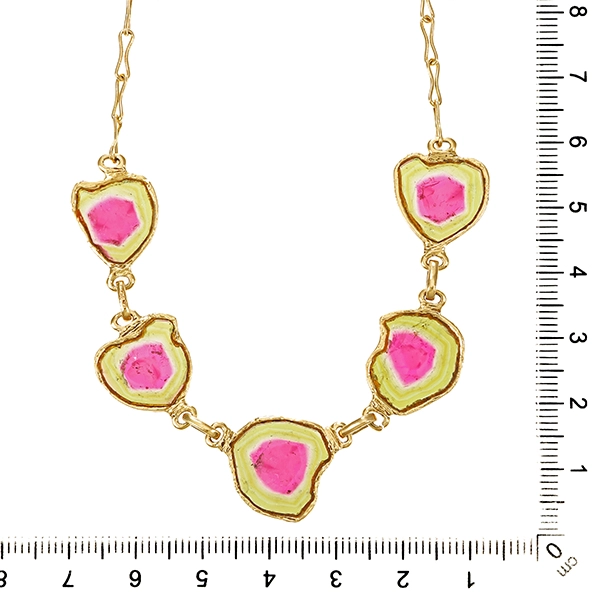 Collier, 18K, Gelbgold, Turmalin