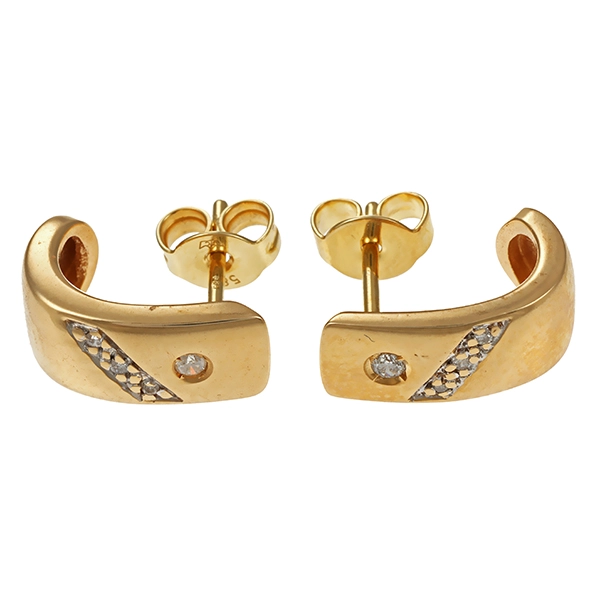 Steckcreolen, 14K, Gelbgold, Brillanten
