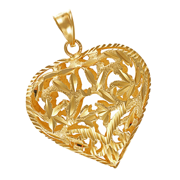 Anhänger, Herz, 14K, Gelbgold