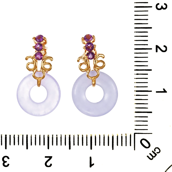 Steckhänger, 14K, Gelbgold, Amethyst, 2 Quarze