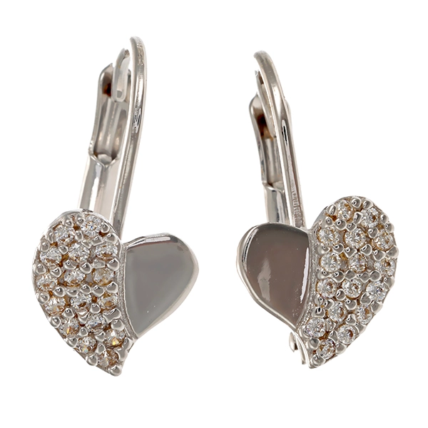 Ohrhänger, 14K, Weißgold, Zirkonia