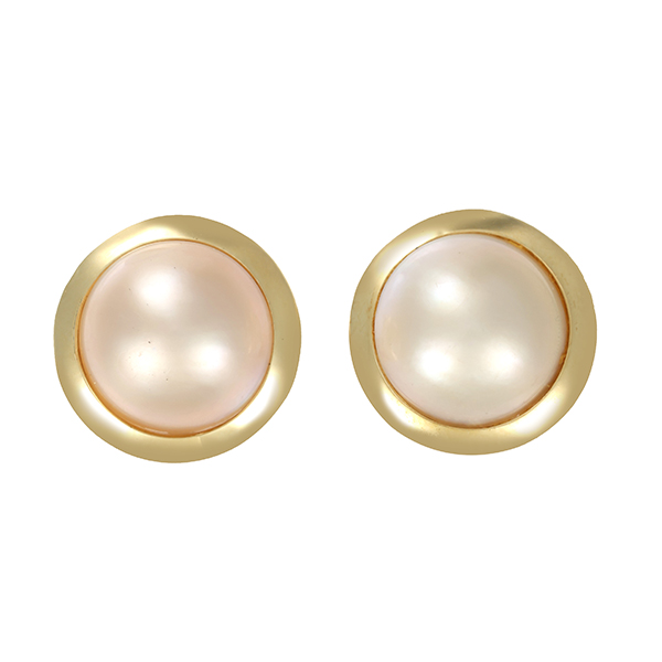 Clipstecker, 14K, Gelbgold, Mabeperlen