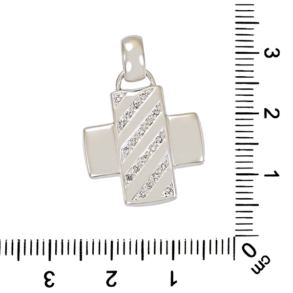 Anhänger, 14K, Gelb-/Weißgold, Diamanten, Kreuz