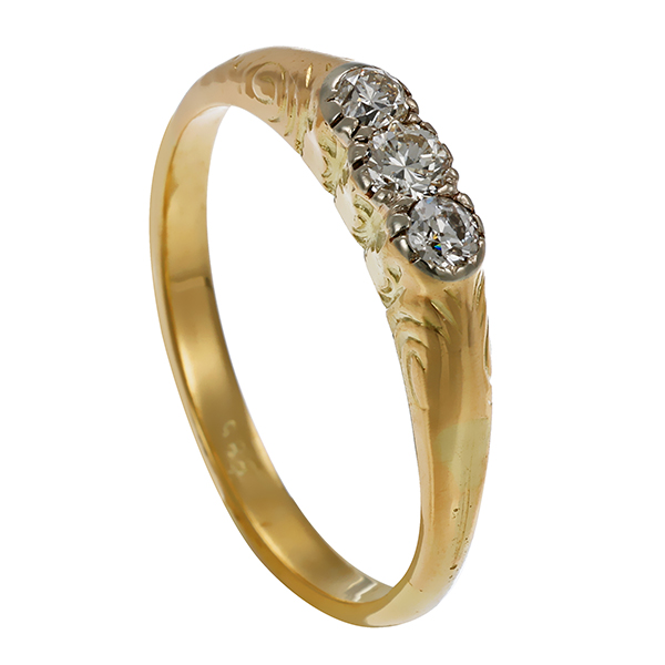 Diamantring, 14K, Gelb-/Weißgold, Diamanten