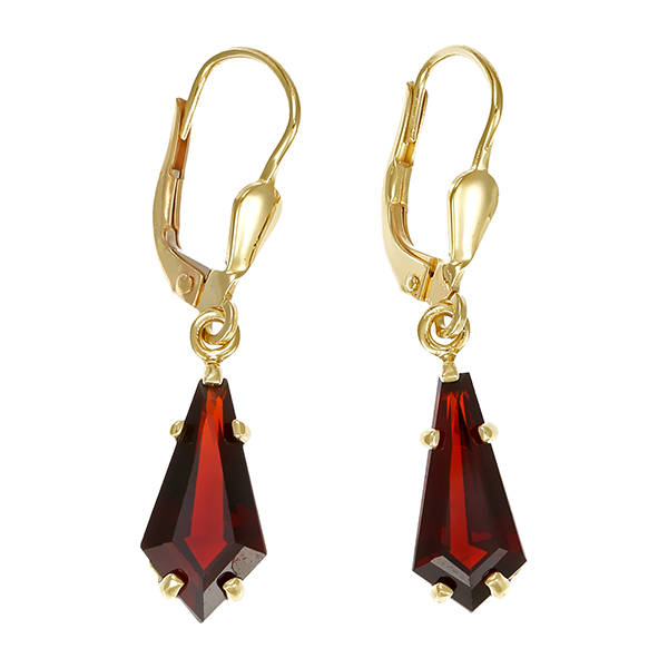 Ohrhänger, 14K, Gelbgold, Granat