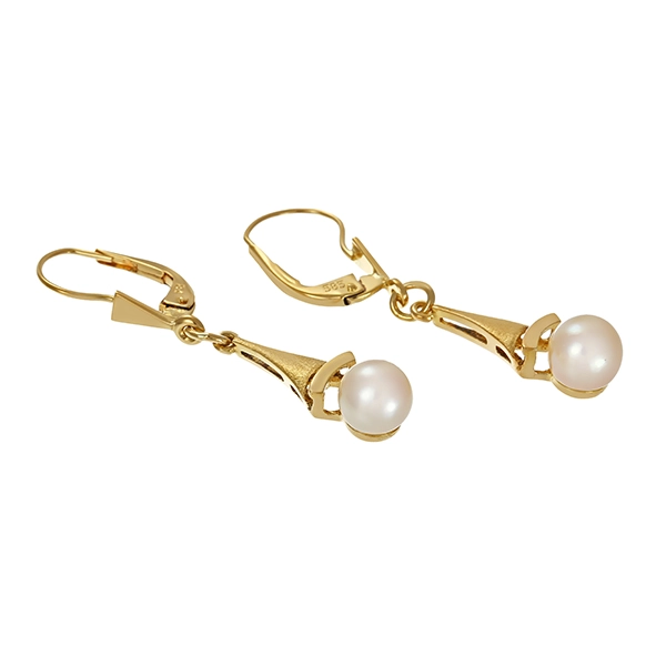 Ohrhänger, 14K, Gelbgold, Perlen