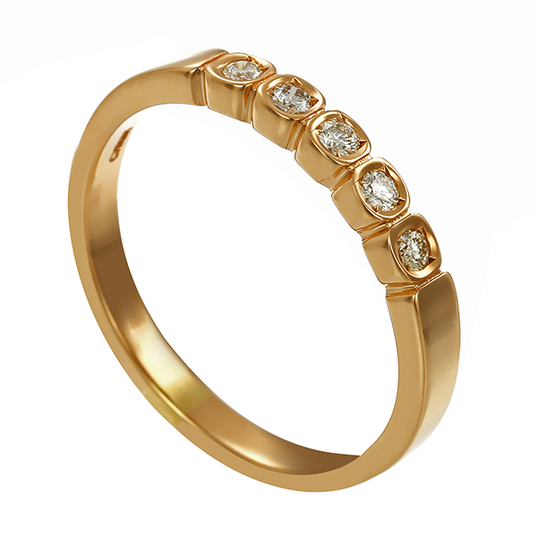 Ring, 14K, Gelbgold, Brillanten