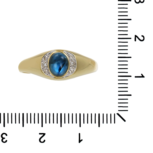 Ring, 14K, Gelb-/Weißgold, Saphir, Diamanten
