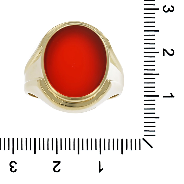 Herrenring, 14K, Gelbgold, Karneol