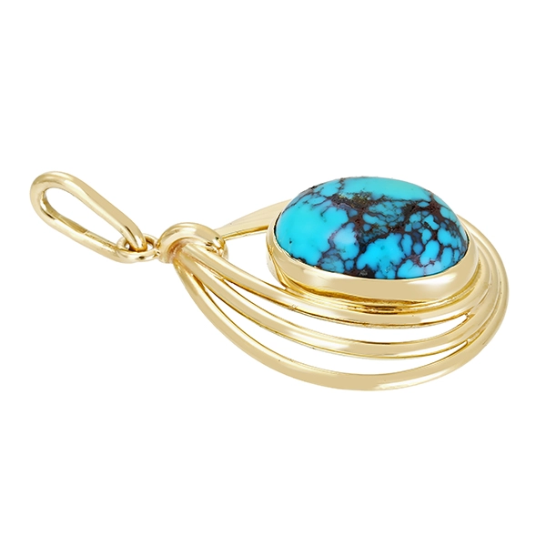 Anhänger, 14K, Gelbgold, Türkis