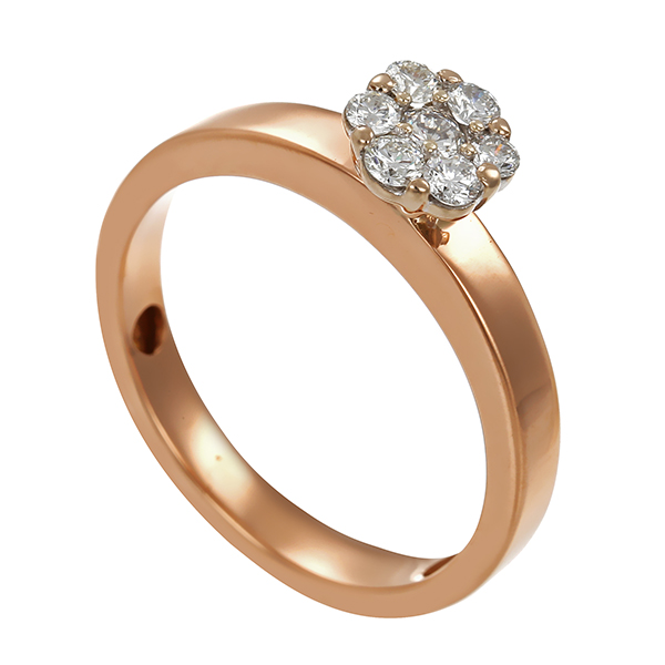 Diamantring, 18K, Rotgold, Brillanten 0,30 ct