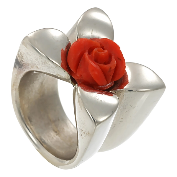 Ring, Silber, Koralle
