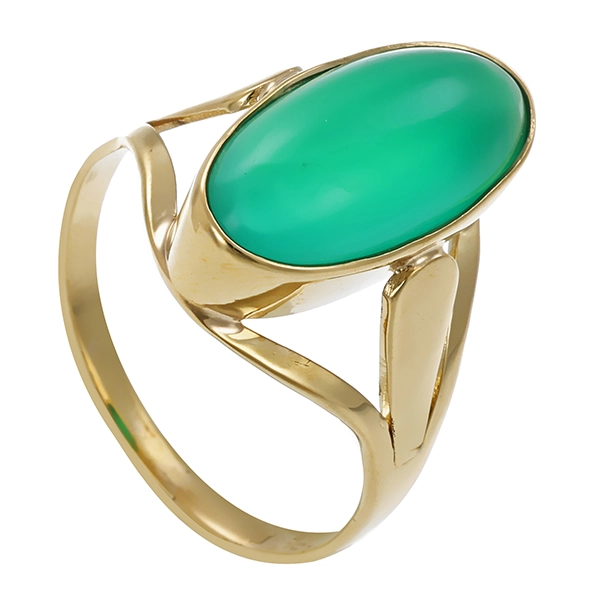 Ring, 8K, Gelbgold, Chrysopras, U51