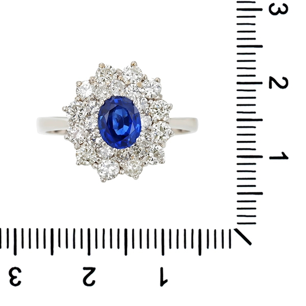 Ring, 14K, Weißgold, Saphir, Brillanten 1,80 ct
