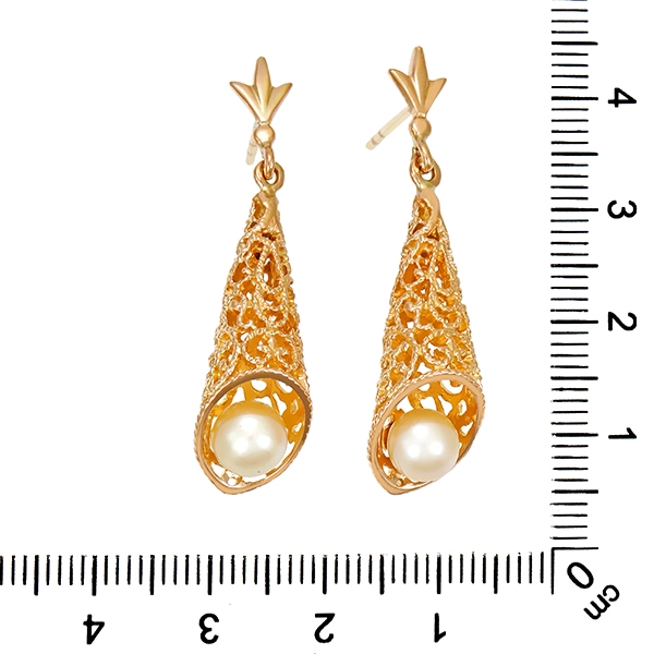 Steckhänger, 14K, Gelbgold, Perlen