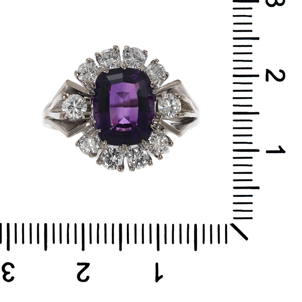 Ring, 18K, Weißgold, Brillanten, Amethyst