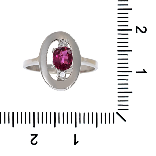 Ring, 14K, Weißgold, Rubin, Diamanten