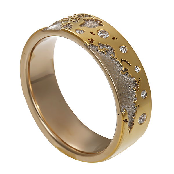 Trauring, 18K, Gelb-/Weißgold, Brillanten