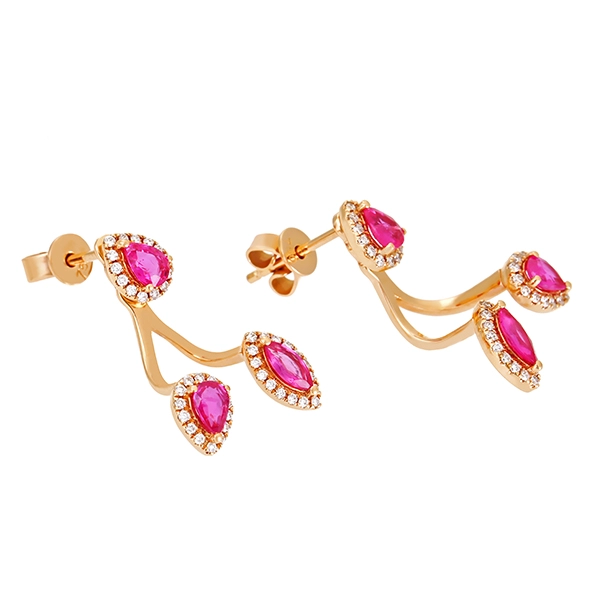 Steckhänger, 18K, Rotgold, Brillanten, Saphir