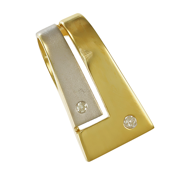 Anhänger, 14K, Gelb-/Weißgold, Diamanten