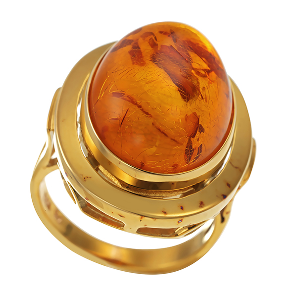 Ring, 8K, Gelbgold, Bernstein