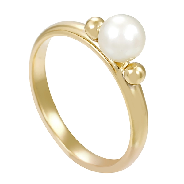 Ring, 14K, Gelbgold, Perle