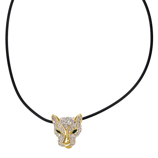 Collier, 18K, Gelbgold, Brillant, Smaragd