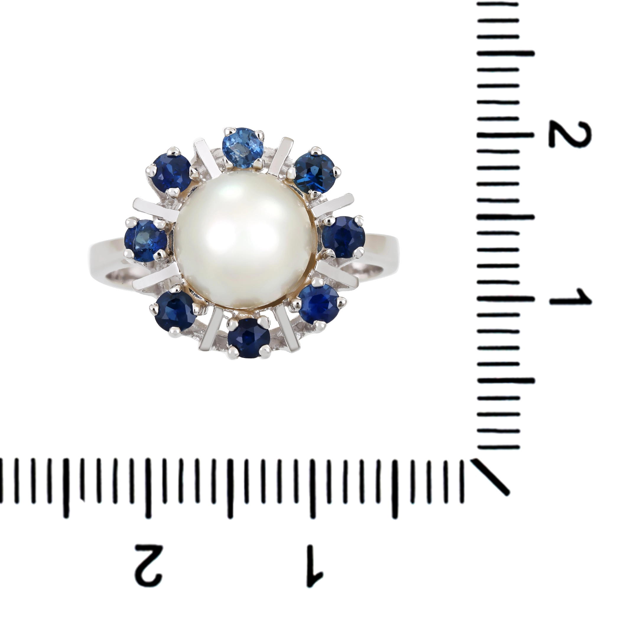 Ring, 14K, Weißgold, Saphir, Perle