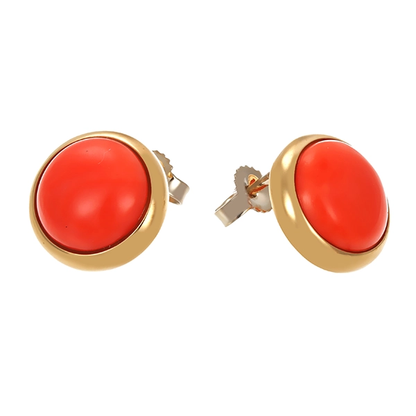 Ohrstecker, 14K, Gelbgold, Koralle