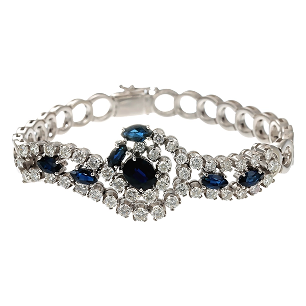 Armband, 18K, Weißgold, Saphire, Brillanten