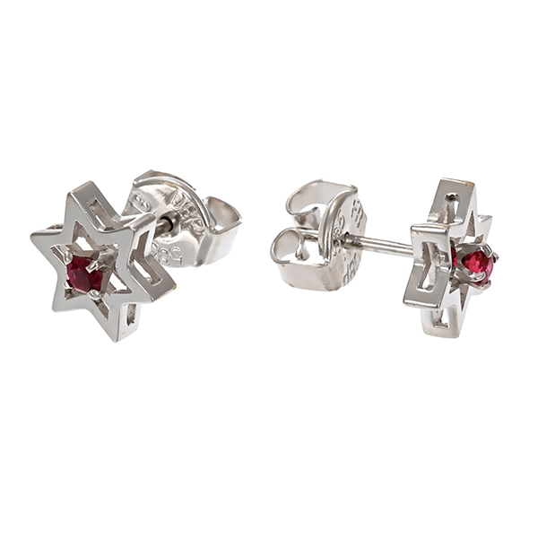 Ohrstecker, 14K, Weißgold, Rubine