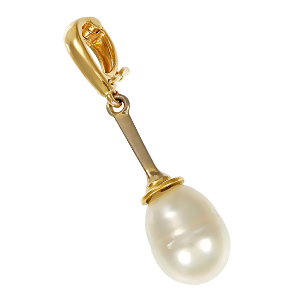 Anhänger, 14K, Gelb-/Weißgold, Perle