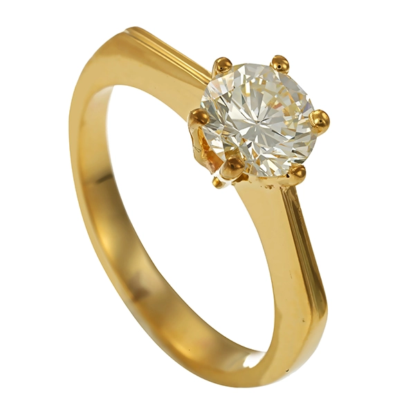Diamantring, 18K, Gelbgold, Brillant 0,87 ct